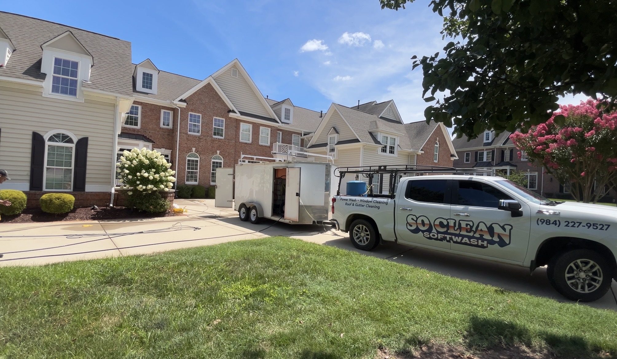 Soft Washing & Exterior Window Cleaning for Three Connected Townhomes in Raleigh, NC